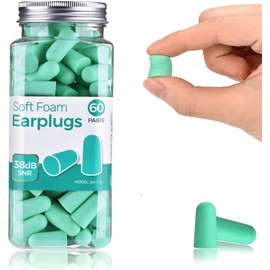 Yerdos 60 Pairs Soft Foam Earplugs, Noise Cancelling Earplugs for Sleeping, 38dB Highest SNR, EarPlugs for Sleeping Noise Cancelling, Reusable Comfortable Hearing Protection Foam Earbuds for Sleep, Snoring,