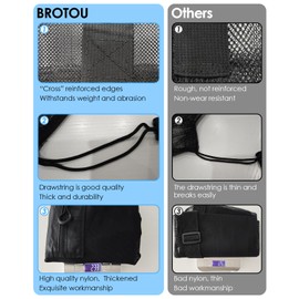 BROTOU Thickened Extra Large Sports Ball Bag Mesh Socce Ball Bag Heavy Duty Drawstring Bags Team Work for Holding Basketball, Volleyball, Baseball, Swimming Gear with Shoulder Strap (24” x 36”)