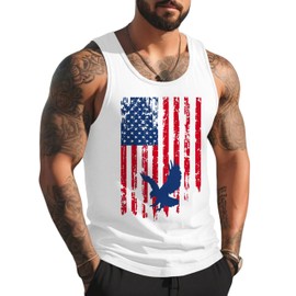 Tank Tops Men 4th of July Tank Top Men USA Flag Eagle Print Summer Beach Muscle White Mens 4th of July Shirt Graphic Patriotic Workout Gym Fourth of July Tank Top Men