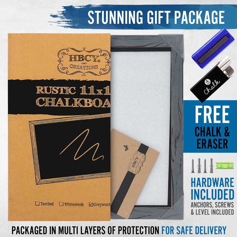 HBCY Creations Rustic Grey Magnetic Wall Chalkboard, Small Size 11"