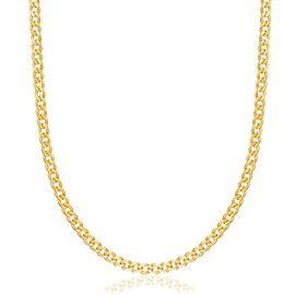 Barzel 18K Gold Plated Curb/Cuban Link Chain Necklace 5MM For Women or Men - Made In Brazil (24 Inches, 5MM Gold)