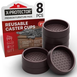 Furniture Cups X-PROTECTOR – 2" Caster Cups 8 PCS – Round Furniture Coasters – Ideal Bed Stoppers – Non Skid Furniture Pads with a Perfect Design – Rubber Furniture Pads - Protect Any Flooring!