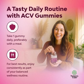Natures Craft Gomitas de Vinagre de Manzana con la Madre, 60 Gomitas Con vitamina B12, B6, betabel y granada; salud intestinal y energía; sin gluten y sin OGM