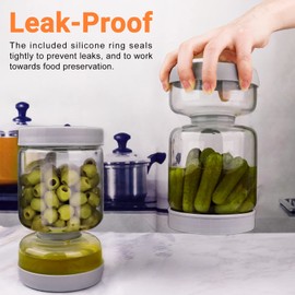 Homnoble Pickle Jar, Pickle and Olive Hourglass Jar Pickle Juice Separator from Wet and Dry, Upgrade Food-grade ABS Lid and BPA Free Hourglass Pickle Jar for Airtight Food Storage 2 Pack