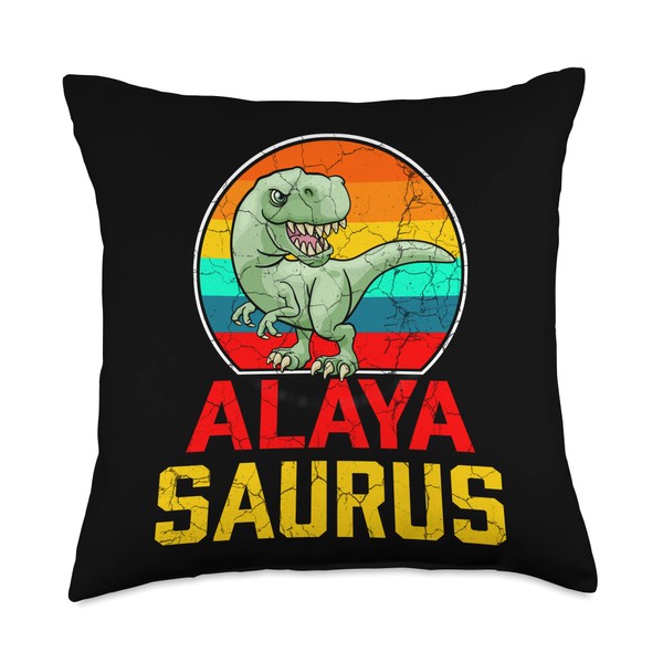 Alaya Saurus Family Reunion Last Name Team Funny Custom Throw
