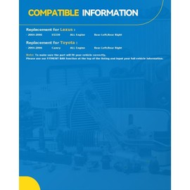 PHILTOP Rear Shock Absorber Struts for Camry 2004-2006, ES330 2004-2006, 172207 172208 Automotive Replacement Struts