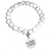 Howlite Natural White Stone Women's Stretch Bracelet, Inspirational Message Charm