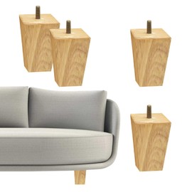 Chris.W Pack of 4 Wood Furniture Legs, Solid Ash Wood Sofa Legs, Square Couch Legs, Cabinet Legs, Dresser Legs, Recliner Legs, Armchair Legs, Mid Century Chair Feet, Sofa Replacement Parts (3 Inch)