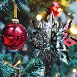 FINGOOO 12pcs 3D Snowflake Hanging Decorations with String for Christmas Winter Holiday New Year Party Home Supplies