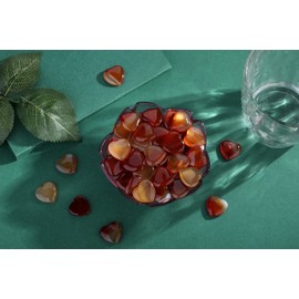 XIANNVXI Pack of 20 Crystals Heart Stones Carnelian Love Palm Bag Stone Natural Gemstones Reiki Crystal Stone for Healing