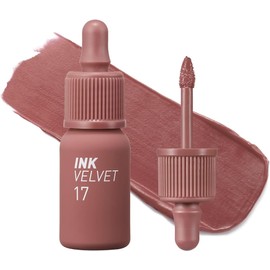 PERIPERA - Tinte labial Ink the Velvet - Color de alto pigmento, duradero, ligero, no probado en animales, sin gluten, sin parabenos - #017 ROSY NUDE, 0.11 onzas líquidas