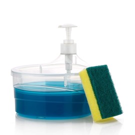 AADYA ALLEY Double Layer 2-in-1 Soap Dispenser with Sponge for Kitchen soap Dispenser Pump 500ml Soap Dispenser with Sponge Holder for Kitchen Sink, Hotels, and Restaurants