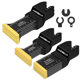 AMZBSAW 16 PCS Titanium Oscillating Saw Blades Metal Cutting, Multitool Blades for Soft Metal Nails Hard Material and Wood Plastic, Multi Tool Blades Kits Fit Dewalt Ryobi Bosch Milwaukee