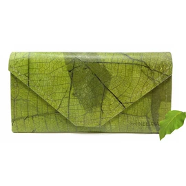 NELUHA Purse Clutch Made of Teak Leaves, Vegan Sustainable Leather Alternative - Purse with Many Compartments Hinged with Zip, Green, Casual