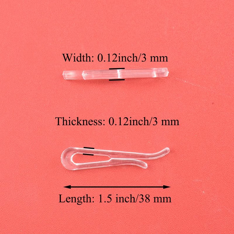 HAHIYO 1.5inch/38mm 200Pcs Clear Plastic U Shape Alligator Clip, Clothespin
