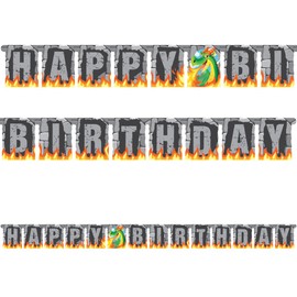Creative Converting Dragon Happy Birthday Jointed Banner Party Supplies, Multicolor