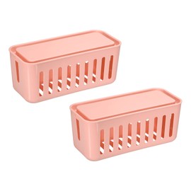 sourcing map Cable Management Box PP Cord Organizer Box to Hide Wires & Power Strips Desk TV Computer Cable Organizer Box for Home/Office Pink 2 Pcs