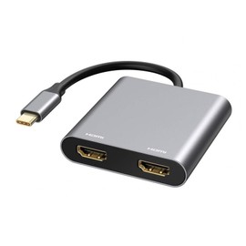 USB C to Dual HDMI Adapter 4K @ 60Hz, USB Type C to Dual Monitor HDMI Adapter, USB C Hub with 2 HDMI Docking Station 4K@60hz for Laptop/MacBook/Galaxy S9/S9+ (Only on Windows Support MST)