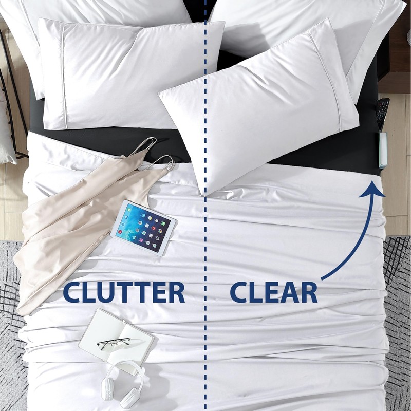 Cathay Home Queen Double-Sided Organizer Pocket Fitted Smart Sheet -