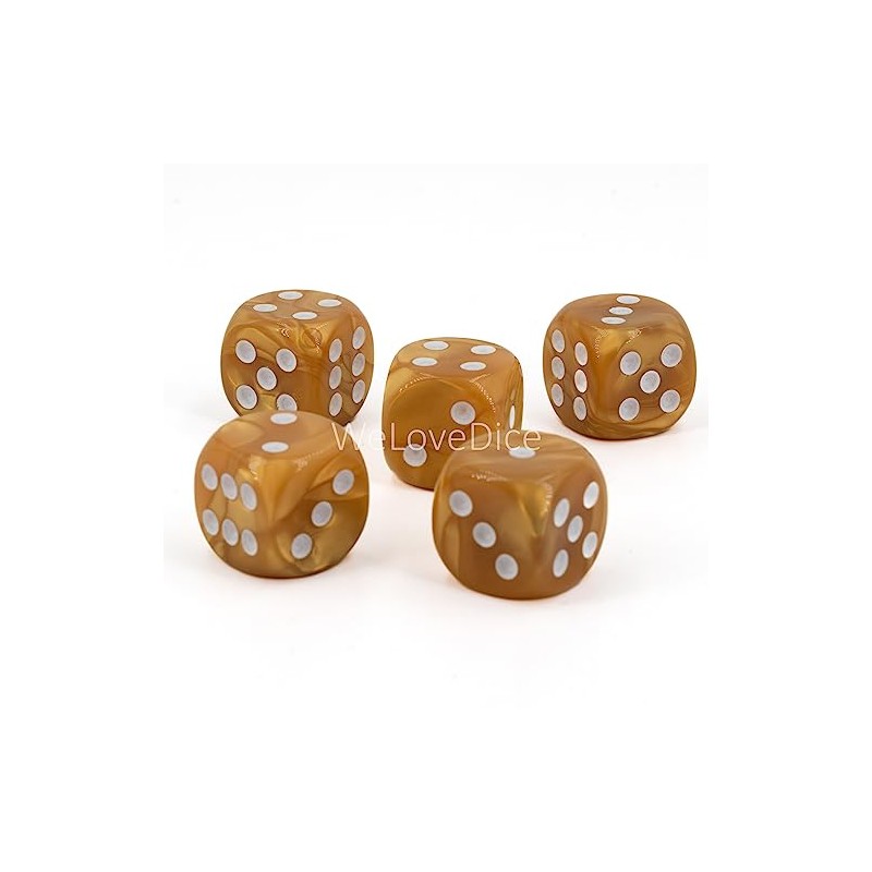 WeLoveBeads W6 Cube (16 mm) in Gold/White Dots - Made