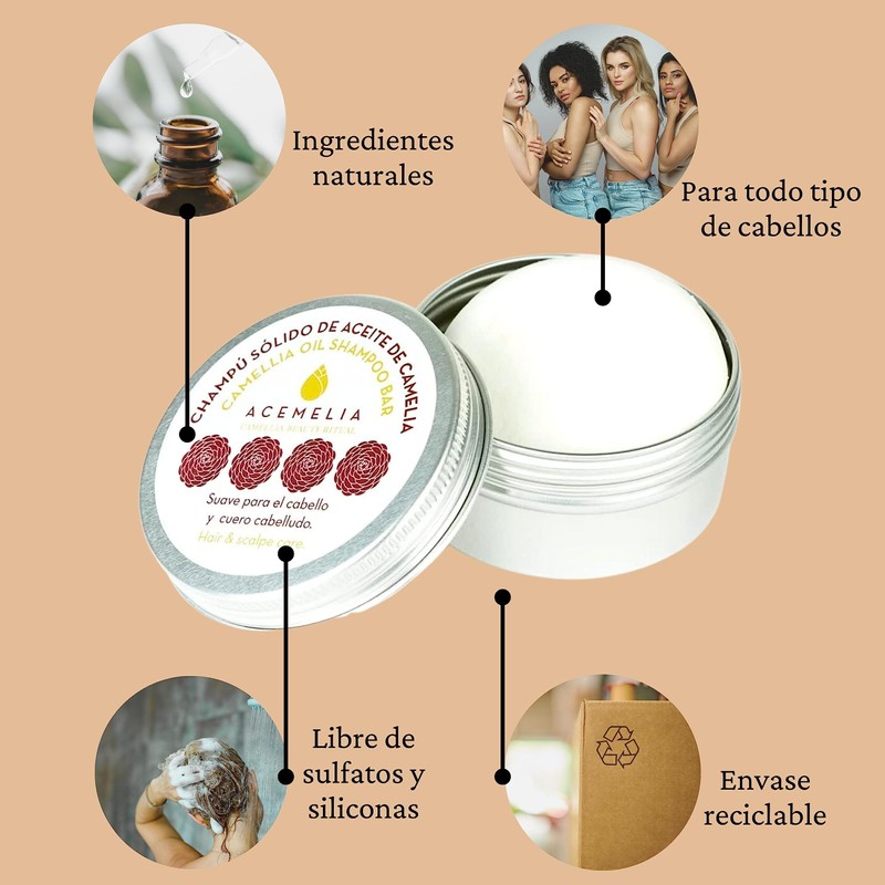 Beauty ritual for hair with camellia oil contains a solid