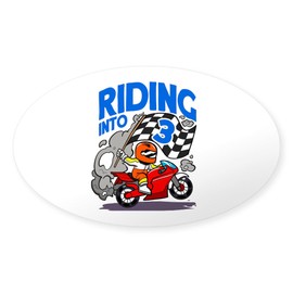 CafePress Motorcyclist Riding Into 3 Boy Motorcycle Sticker Oval Car Bumper Sticker
