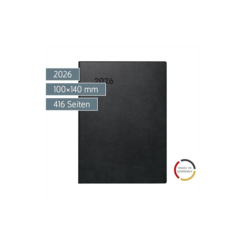 BRUNNEN Pocket Calendar Model 736 2026 | A6, Plastic, Black