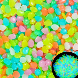 300PC Glowing Rocks for Aquarium Decoration Glow in The Dark Pebbles Glowing Fish Tank Stones Luminous Pebbles(Color)