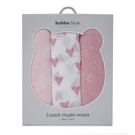 Bubba Blue Nordic Muslin Wrap 120 x 120 cm Size, Dusty Berry/Rose (Pack of 3)