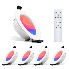 Großcat RGBW LED Recessed Spotlights, Smart LED Spotlights, 230 V, Dimmable, App, Bluetooth Recessed Spotlights, Warm and Cold White, Colour Changing, 2700 K - 6000 K, Set of 4, 5 W, Aluminium, LED
