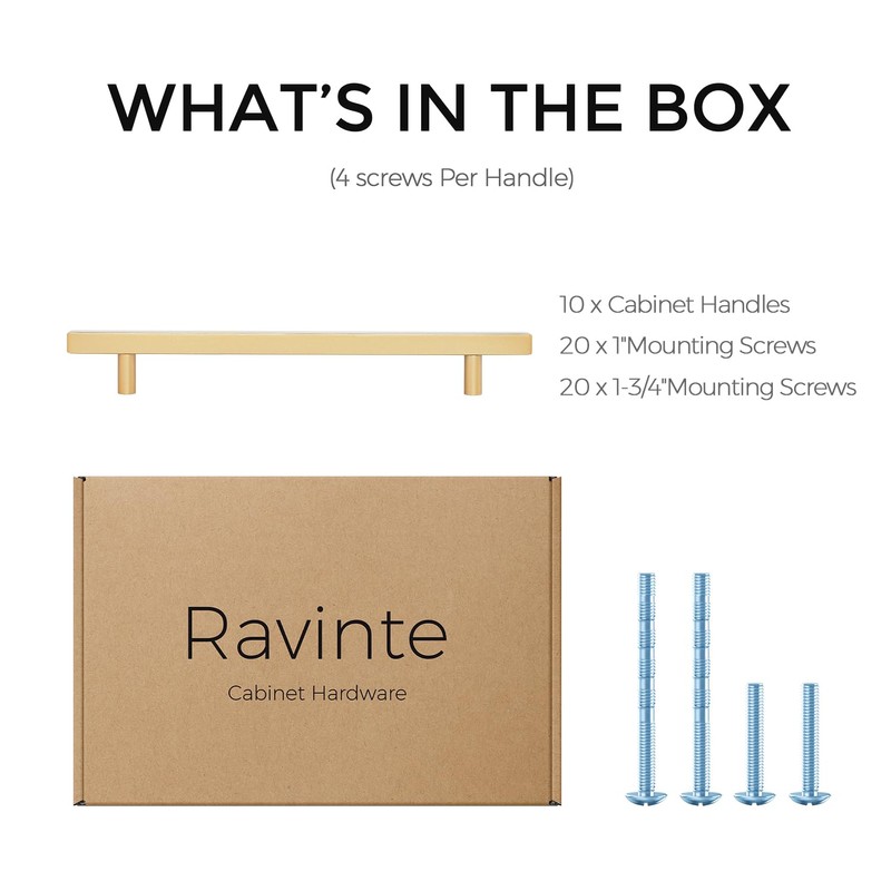 Ravinte 10 Pack Brass 7-1/2 Inch Hole Center Champagne Gold