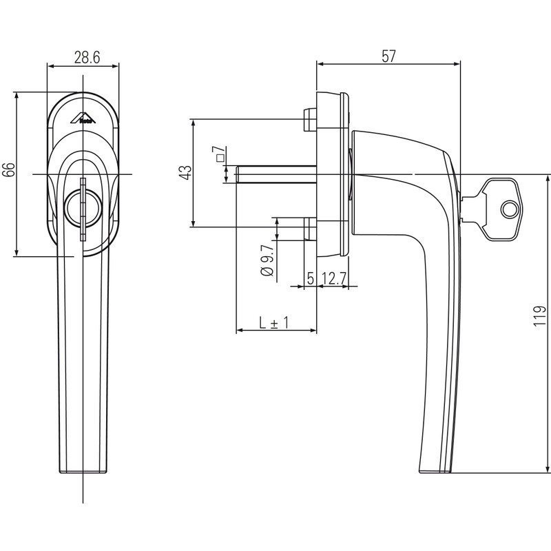 Roto RSA A40 ML 43 M5X40 R011 Samba Window Handle,