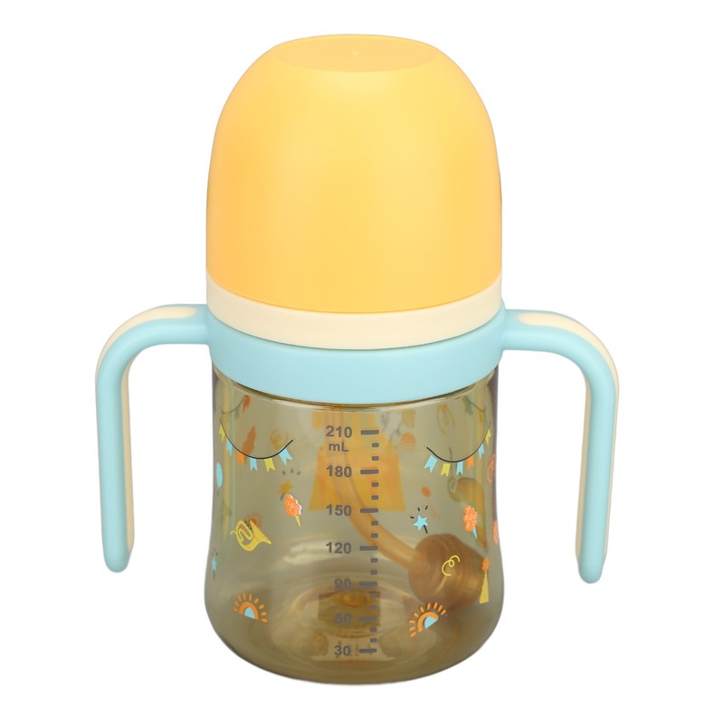 Wide Neck Sippy Straw Bottle Spill Proof Easy Grip Training