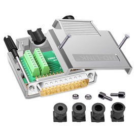 PENGLIN Solderless DB25 Breakout Connector, Metal Housing RS232 D-SUB Serial to 25 Pin Connector Adapter Male Breakout Terminal Board with Housing (Male)