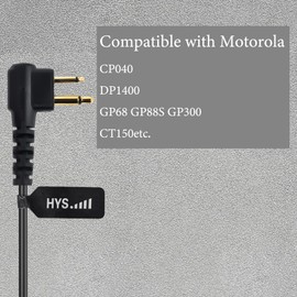 HYS Walkie Talkie G Shape Handset Safety Headset Compatible with Motorola CP040 CP140 CP88 CP1200 GP300 GP2000 HYT-TC500 Two Way Radio (1)