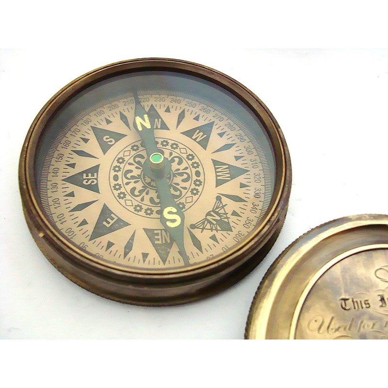 "so können Sie" Kompass-Halskette mit Messing Kette & Leder tragen