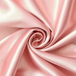 Stretch Charmeuse Satin Polyester Fabric for Wedding Dress by The Yard (Pink)