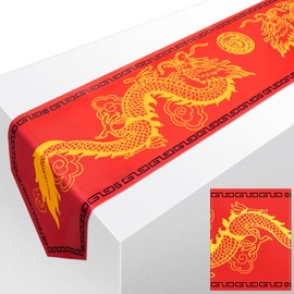 Chinese Dragon Printed Table Runner 11 Inch x 5.9 ft Dragon Table Decorations Asian Table Runner Chinese Party Decorations for Spring Festival Party Supplies Kitchen Dining Table Decoration (4 Pcs)