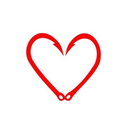 Fish Hooks Heart (4", Red)