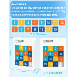 ROXENDA Number Sliding Puzzle – 4x4 Educational Slide Magnetic Klotski Puzzle with Vibrant Macaron ColorsToy for Kids | Learn Numbers 1-15, Boost Focus & Coordination for Kids