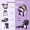 Mildame 3Pcs Girls Rolling Backpack Cute Bowknot Backpack with Wheels