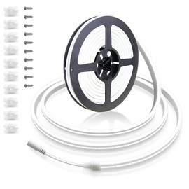 ALITOVE Neon LED Strip Lights Daylight White Rope Light 16.4ft 5m 600 LEDs 12V DC Waterproof for Bar Bedroom Wall Decor DIY Neon Signs【No Power Adapter & Controller】