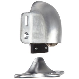 Rockwood 491.26D Brass Floor Mount Automatic Door Holder with Stop, Satin Chrome Plated Finish, 1/2" or Less Door to Floor Clearance, Includes Fasteners for Use with Solid Wood Doors and Wood Floors