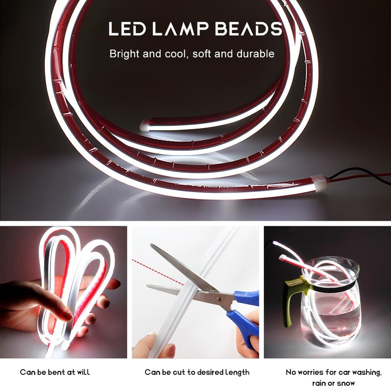 NYTKL Car Hood Light Strip, 59 Inches Flexible DRL Dynamic