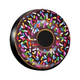 Chocolate Sprinkles Donut Spare Tire Cover Doughnut Tire Wheel Covers Weatherproof Wheel Tire Protector Waterproof UV Sun Protection Tyre Covers Universal Fit for Trailer RV SUV Truck Vehicle 16 Inch