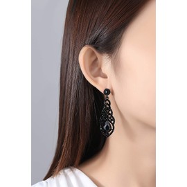 mecresh Black Teardrop Earrings for Women Crystal Dangle Drop Earrings