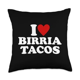 I Heart Birria Tacos I Love Birria Tacos Apparel I Love Birria Tacos Red Heart Throw Pillow, 18x18, Multicolor