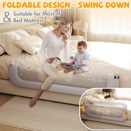Abdtech Bed Guard Rail for Toddlers - 47 inches Lift Foldable Toddler Bed Rails for Kids - Safety Baby Bed Rail Guard with Reinforced - Great Fit for Kids Twin Double, Full Size, Queen, King Size