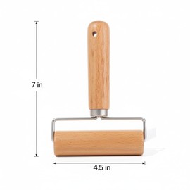 Large T-Shaped Rolling Pin, Wooden Dough Roller with Stainless Steel Frame, Smooth Pastry Roller for Pizza, Cookies, Pie Crust and Baking