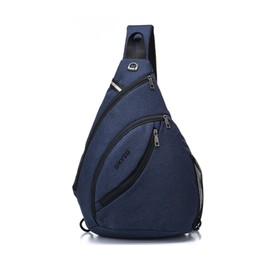 FANDARE Ultralight Chest Bag Shoulder Bag Men's Sling Chest Bag Waterproof Shoulder Bag with Headphone Hole Reflective Strips for Outdoor Sports Hiking Cycling Travel Shoulder Bag, blue